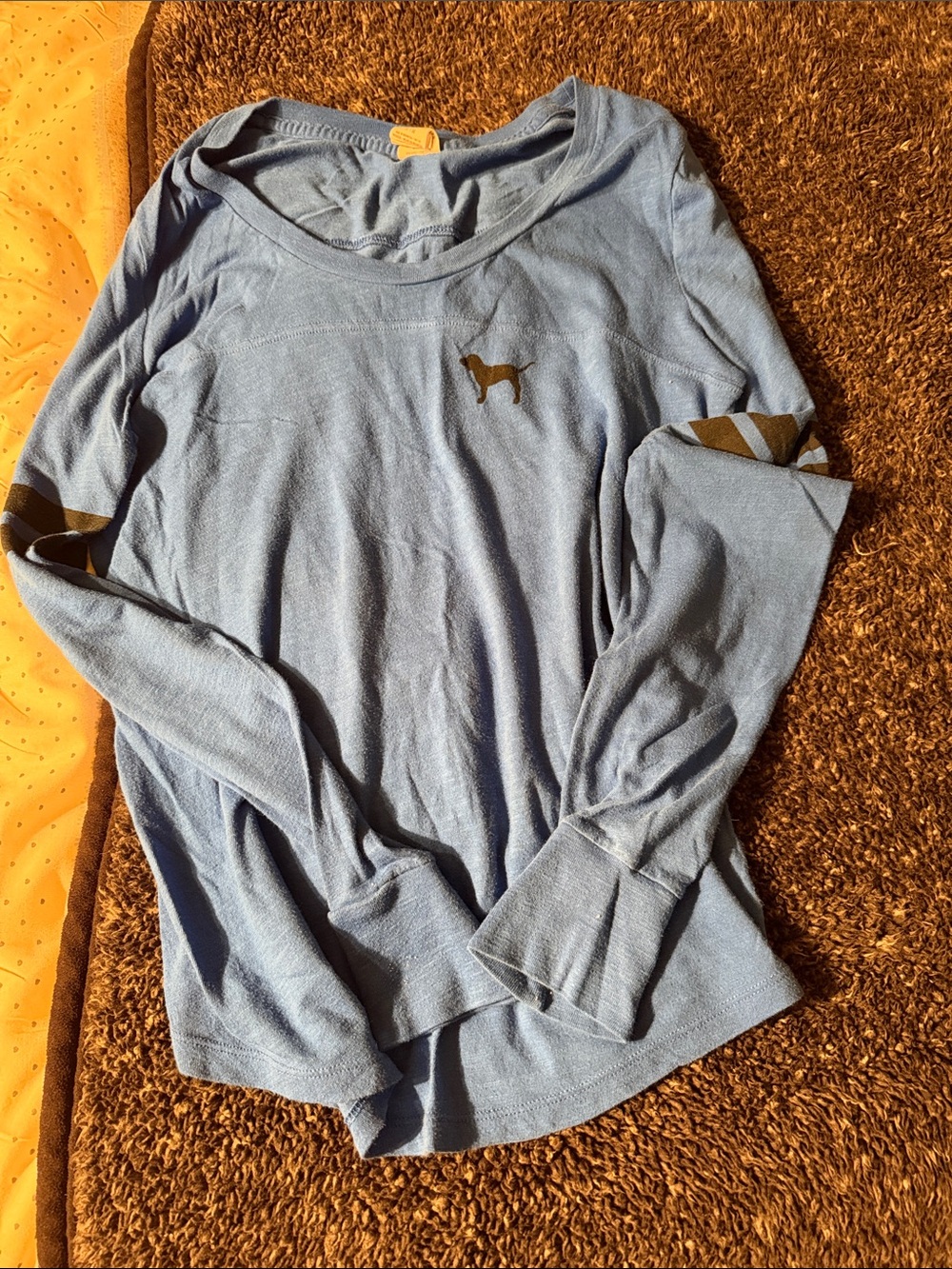 Victoria's Secret Light Blue Long Sleeve Top with Dog Logo
